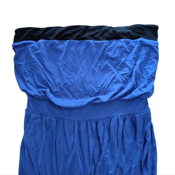 Y2K Guess Dark Blue Black Trim Strapless Blouson Mini Tube Dress Large - Picture 2 of 12